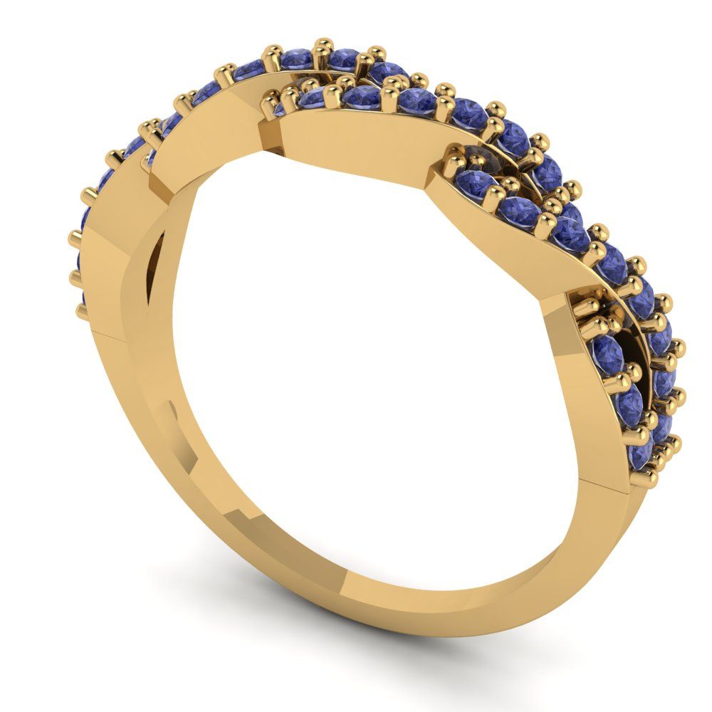 0.495 cttw Simulated Tanzanite Round Cut yellow Gold Eternity Wedding Band