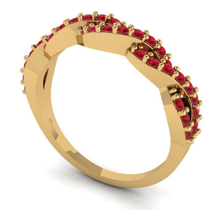 0.495 cttw Simulated Ruby Round Cut yellow Gold Eternity Wedding Band