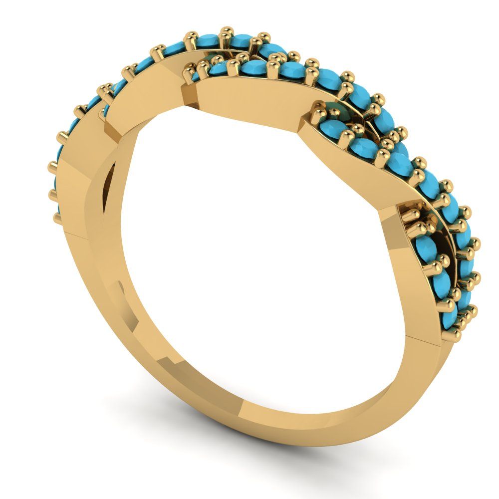 0.495 cttw Simulated Turquoise Round Cut yellow Gold Eternity Wedding Band