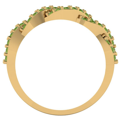 0.495 cttw Natural Peridot Round Cut yellow Gold Eternity Wedding Band