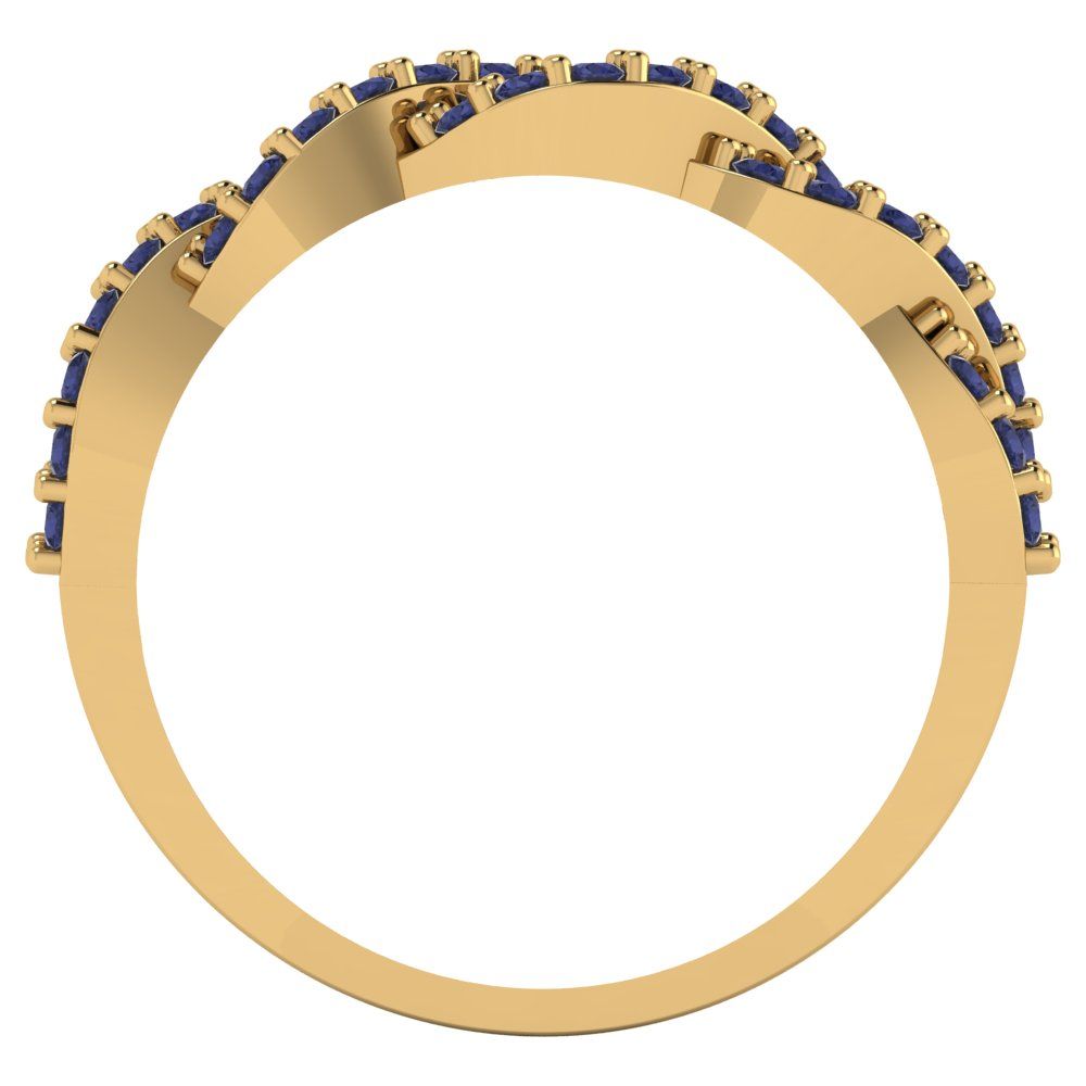 0.495 cttw Simulated Blue Sapphire Round Cut yellow Gold Eternity Wedding Band