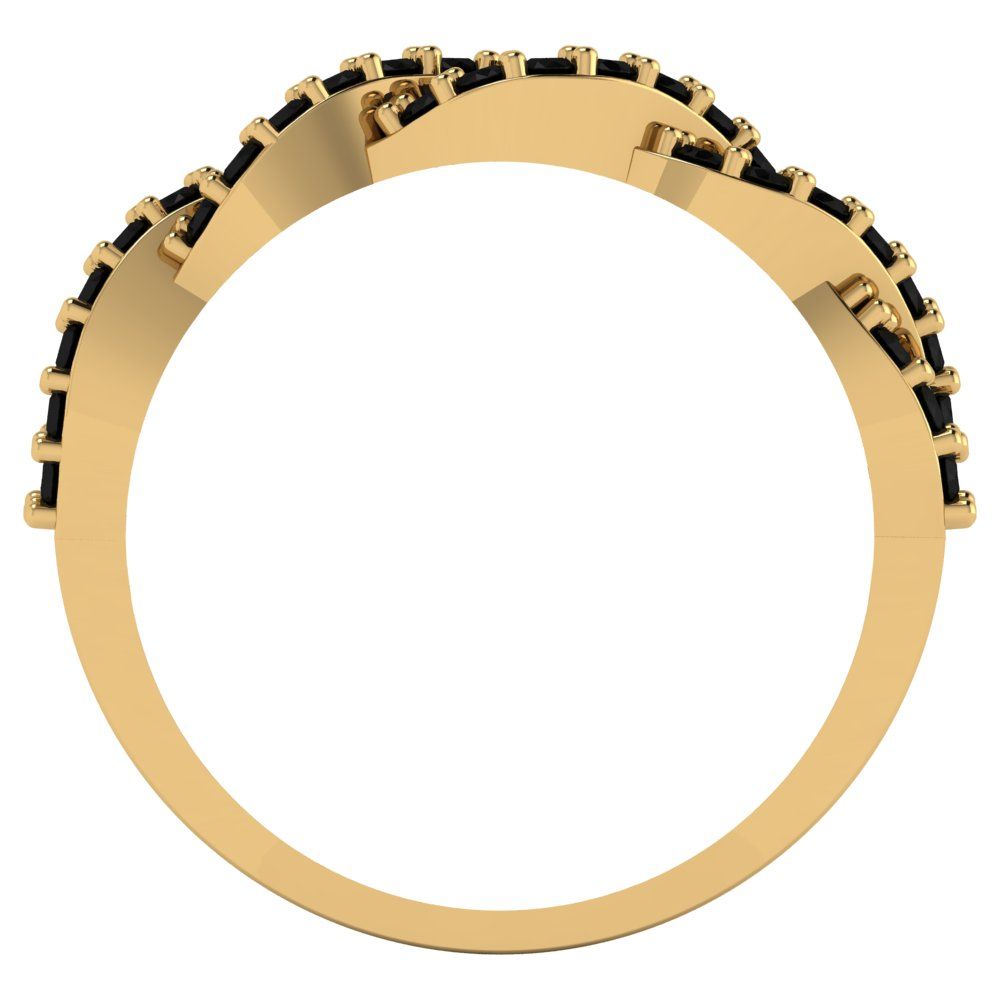 0.495 cttw Natural Onyx Round Cut yellow Gold Eternity Wedding Band