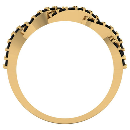 0.495 cttw Natural Onyx Round Cut yellow Gold Eternity Wedding Band