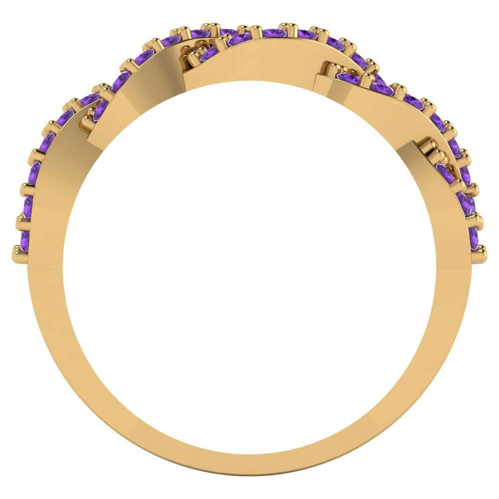 0.495 cttw Natural Amethyst Round Cut yellow Gold Eternity Wedding Band