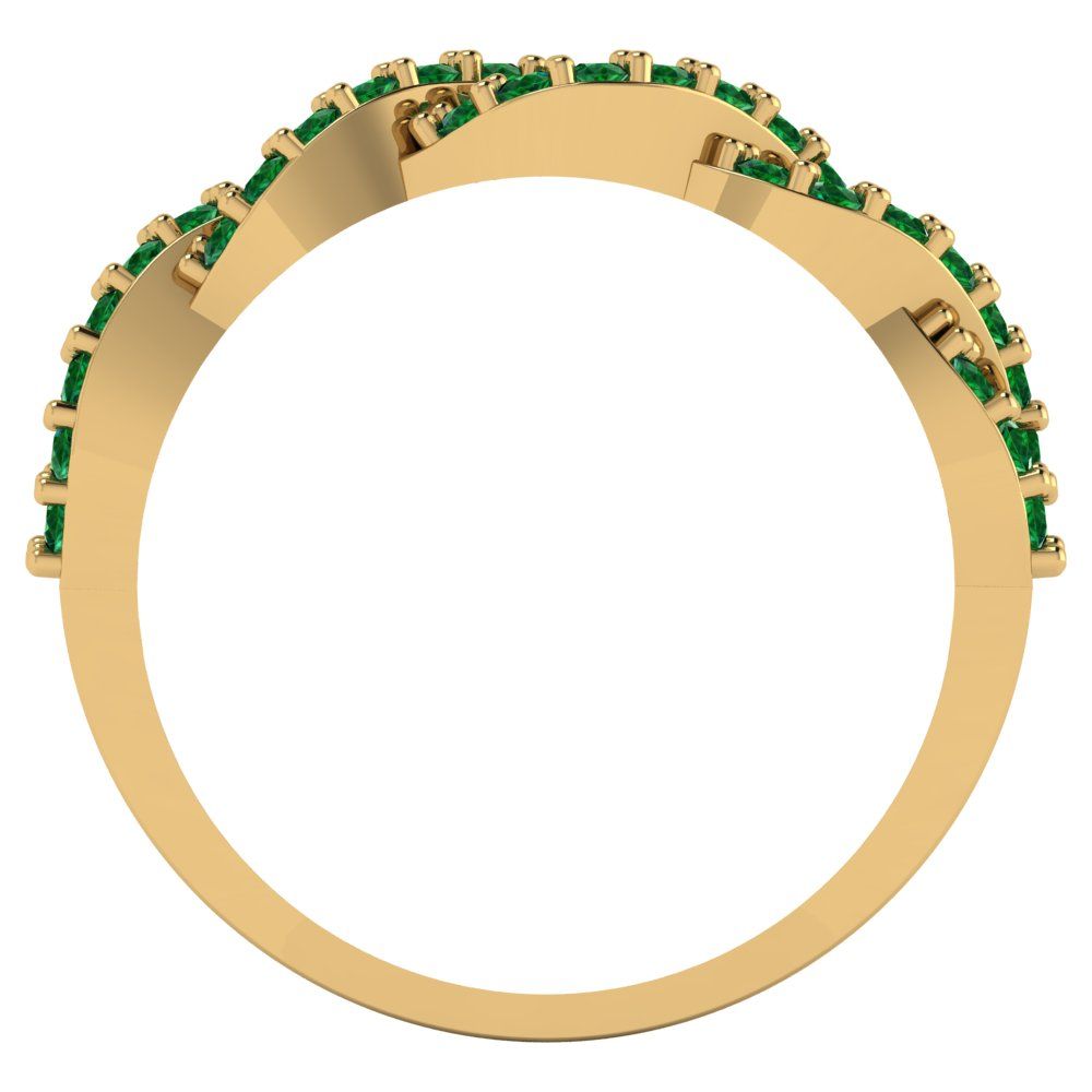 0.495 cttw Simulated Emerald Round Cut yellow Gold Eternity Wedding Band