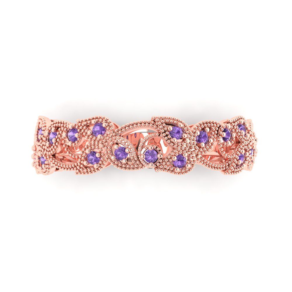 0.17 cttw Simulated Alexandrite Round Cut Rose Gold Eternity Wedding Band