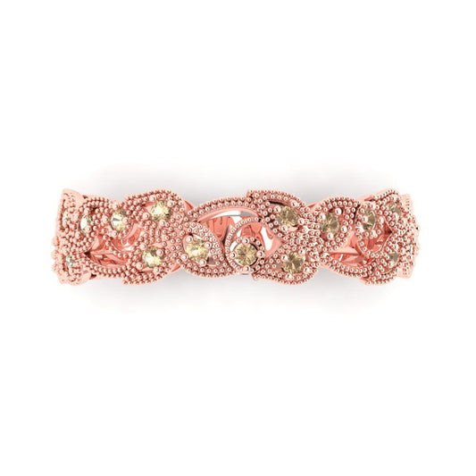 0.17 cttw Yellow Moissanite Round Cut Rose Gold Eternity Wedding Band