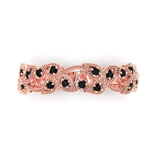 0.17 cttw Natural Onyx Round Cut Rose Gold Eternity Wedding Band