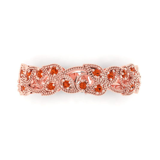 0.17 cttw Simulated Red Diamond Round Cut Rose Gold Eternity Wedding Band