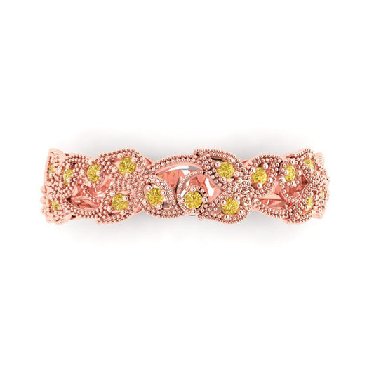 0.17 cttw Natural Citrine Round Cut Rose Gold Eternity Wedding Band