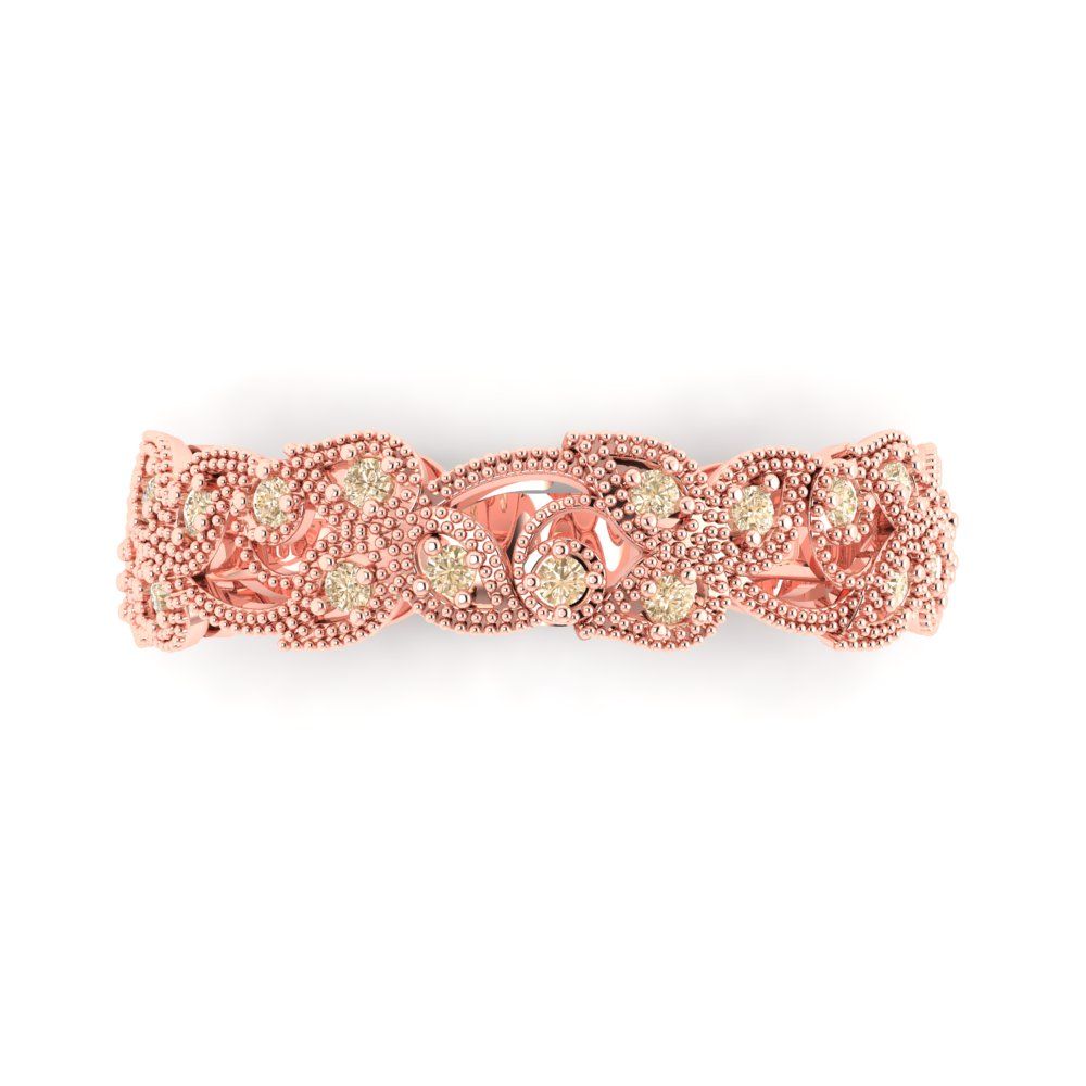 0.17 cttw Natural Morganite Round Cut Rose Gold Eternity Wedding Band
