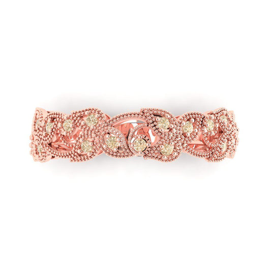 0.17 cttw Natural Morganite Round Cut Rose Gold Eternity Wedding Band