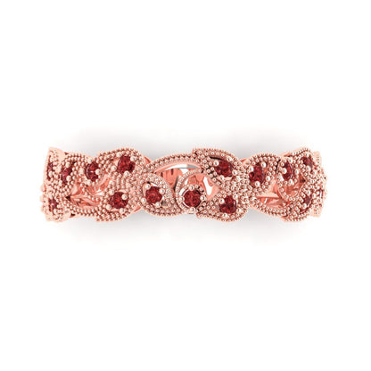 0.17 cttw Natural Garnet Round Cut Rose Gold Eternity Wedding Band