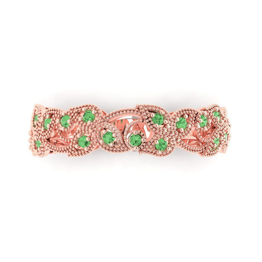 0.17 cttw Simulated Green Diamond Round Cut Rose Gold Eternity Wedding Band