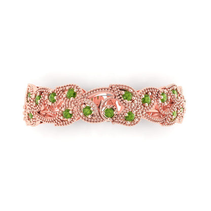 0.17 cttw Natural Peridot Round Cut Rose Gold Eternity Wedding Band