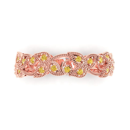 0.17 cttw Simulated Yellow Diamond Round Cut Rose Gold Eternity Wedding Band