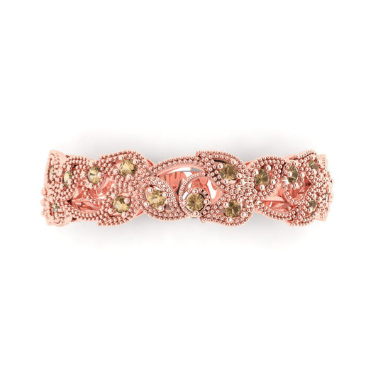 0.17 cttw Simulated Champagne Diamond Round Cut Rose Gold Eternity Wedding Band