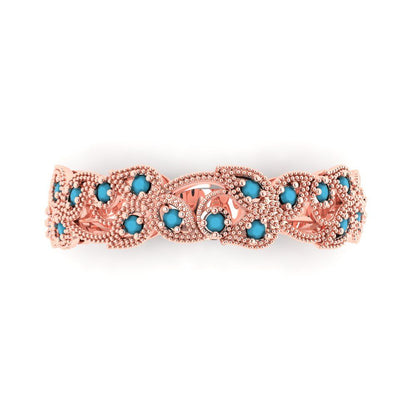 0.17 cttw Simulated Turquoise Round Cut Rose Gold Eternity Wedding Band