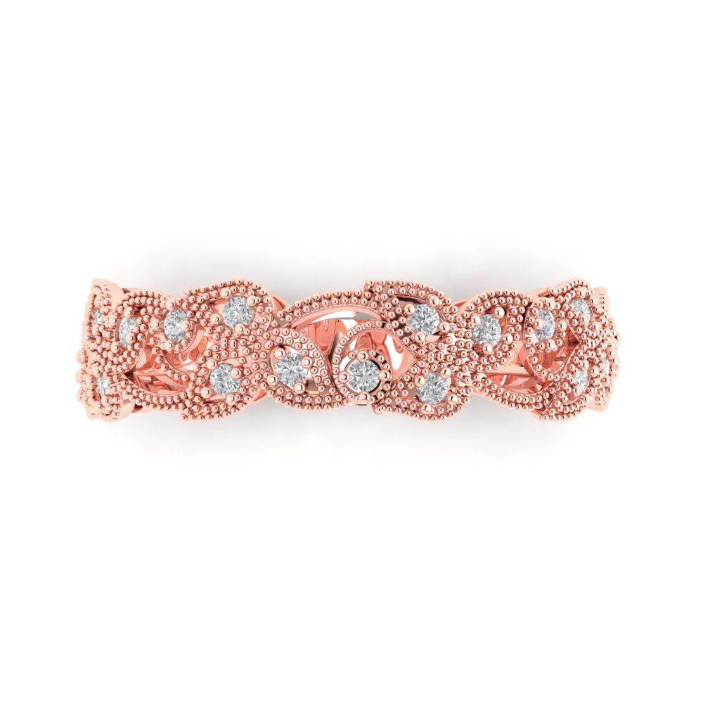 0.17 cttw Simulated Diamond Round Cut Rose Gold Eternity Wedding Band