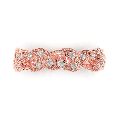 0.17 cttw Simulated Diamond Round Cut Rose Gold Eternity Wedding Band