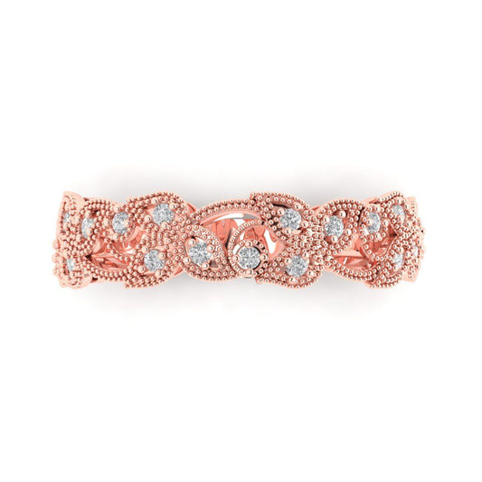 0.17 cttw Moissanite Round Cut Rose Gold Eternity Wedding Band
