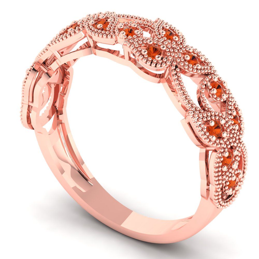 0.17 cttw Simulated Red Diamond Round Cut Rose Gold Eternity Wedding Band