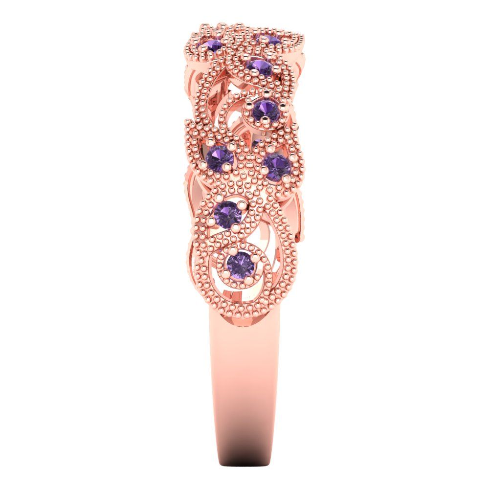 0.17 cttw Simulated Alexandrite Round Cut Rose Gold Eternity Wedding Band