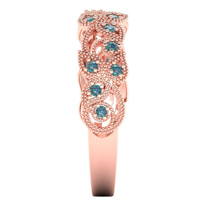 0.17 cttw Blue Moissanite Round Cut Rose Gold Eternity Wedding Band
