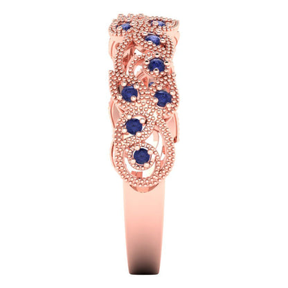 0.17 cttw Simulated Tanzanite Round Cut Rose Gold Eternity Wedding Band