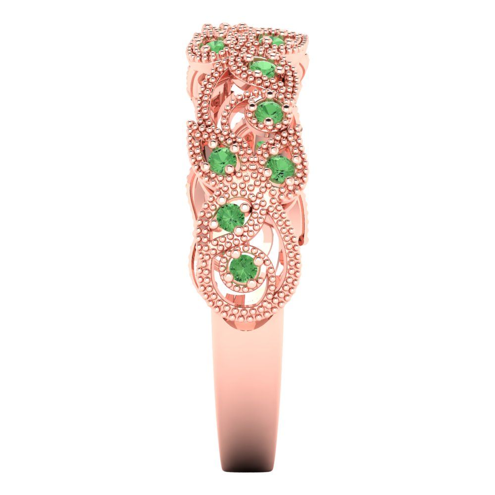 0.17 cttw Simulated Green Diamond Round Cut Rose Gold Eternity Wedding Band