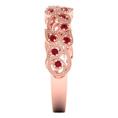 0.17 cttw Simulated Pink Tourmaline Round Cut Rose Gold Eternity Wedding Band