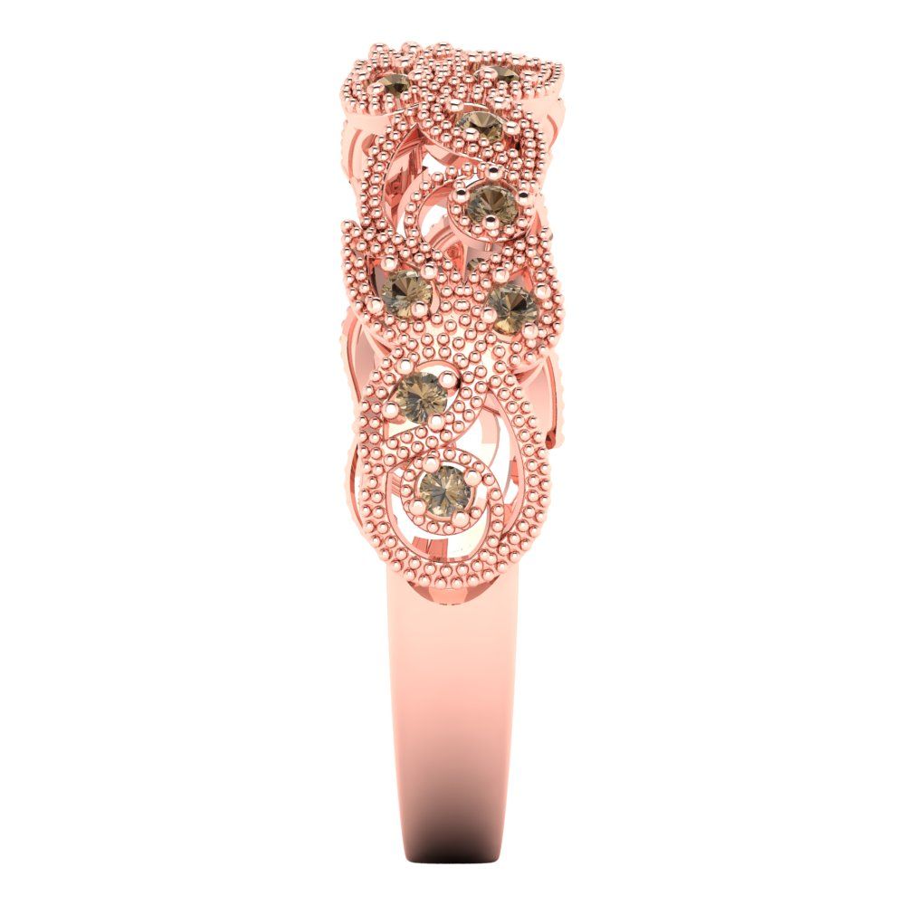 0.17 cttw Simulated Champagne Diamond Round Cut Rose Gold Eternity Wedding Band