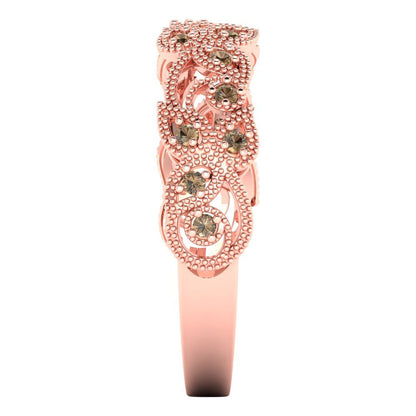 0.17 cttw Simulated Champagne Diamond Round Cut Rose Gold Eternity Wedding Band