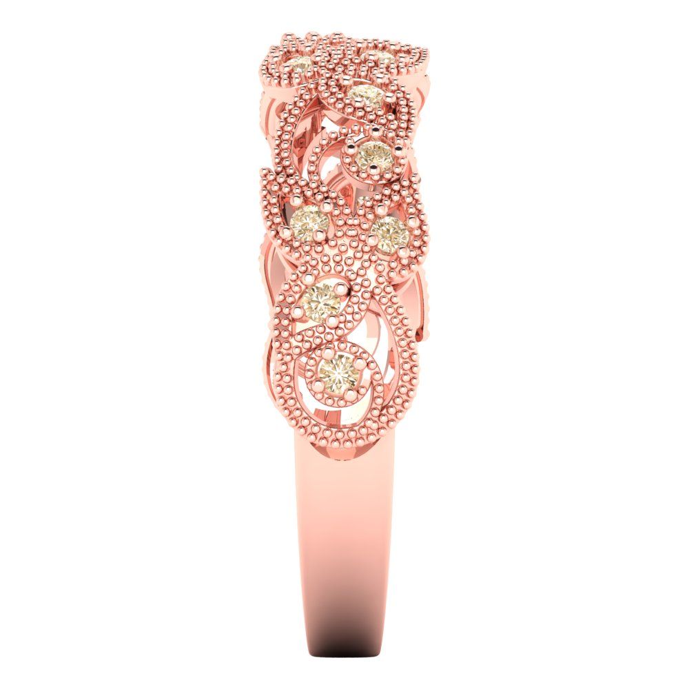 0.17 cttw Natural Morganite Round Cut Rose Gold Eternity Wedding Band