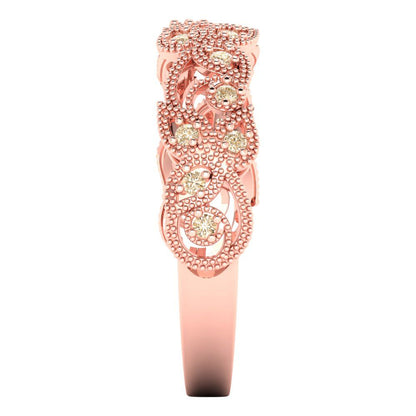 0.17 cttw Natural Morganite Round Cut Rose Gold Eternity Wedding Band