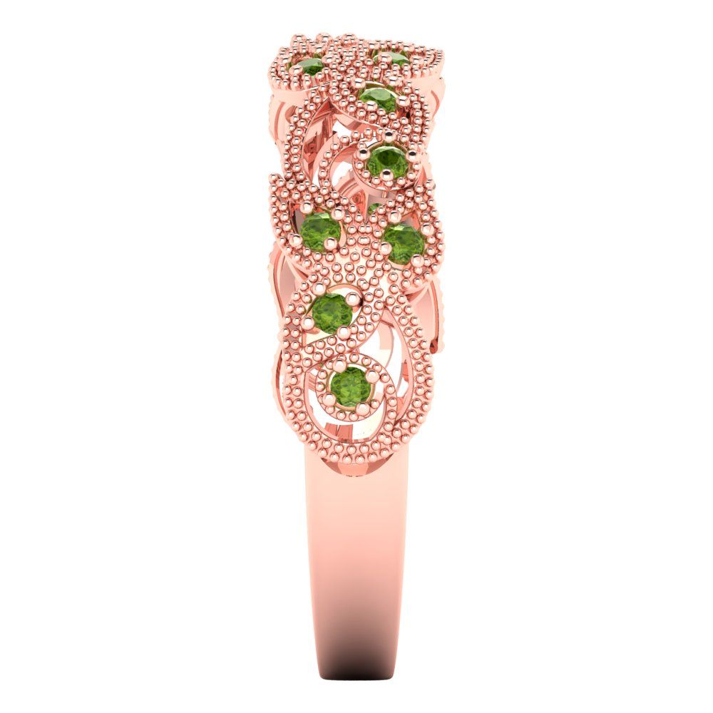 0.17 cttw Natural Peridot Round Cut Rose Gold Eternity Wedding Band