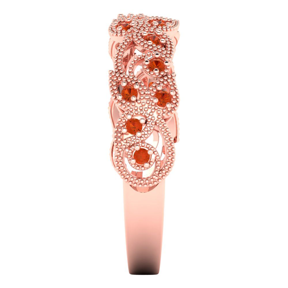 0.17 cttw Simulated Red Diamond Round Cut Rose Gold Eternity Wedding Band