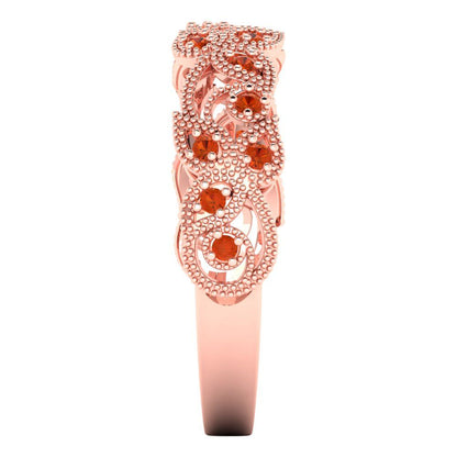 0.17 cttw Simulated Red Diamond Round Cut Rose Gold Eternity Wedding Band