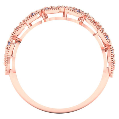 0.17 cttw Simulated Tanzanite Round Cut Rose Gold Eternity Wedding Band