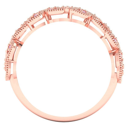 0.17 cttw Simulated Pink Diamond Round Cut Rose Gold Eternity Wedding Band