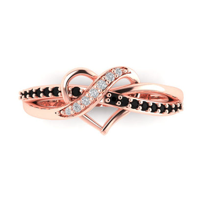 0.22 cttw Zirconia Simulated Diamond Solitaire with Zirconia Simulated Diamond Accents Engagement Ring - Solid Rose Gold (VVS1, Round Cut,1.3mm)