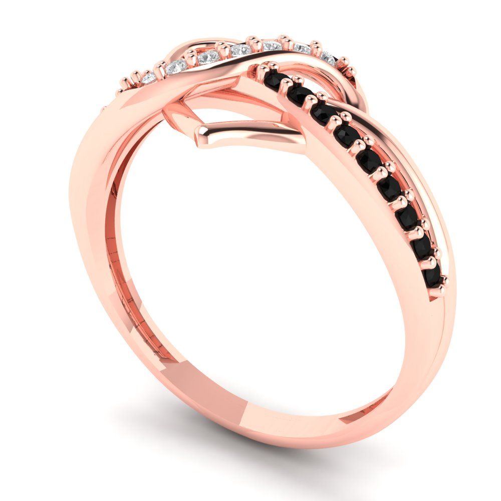 0.22 cttw Zirconia Simulated Diamond Solitaire with Zirconia Simulated Diamond Accents Engagement Ring - Solid Rose Gold (VVS1, Round Cut,1.3mm)