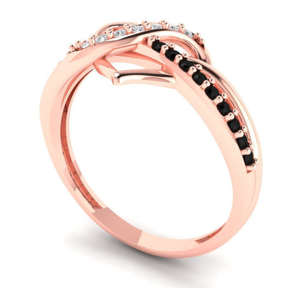 0.22 cttw Zirconia Simulated Diamond Solitaire with Zirconia Simulated Diamond Accents Engagement Ring - Solid Rose Gold (VVS1, Round Cut,1.3mm)