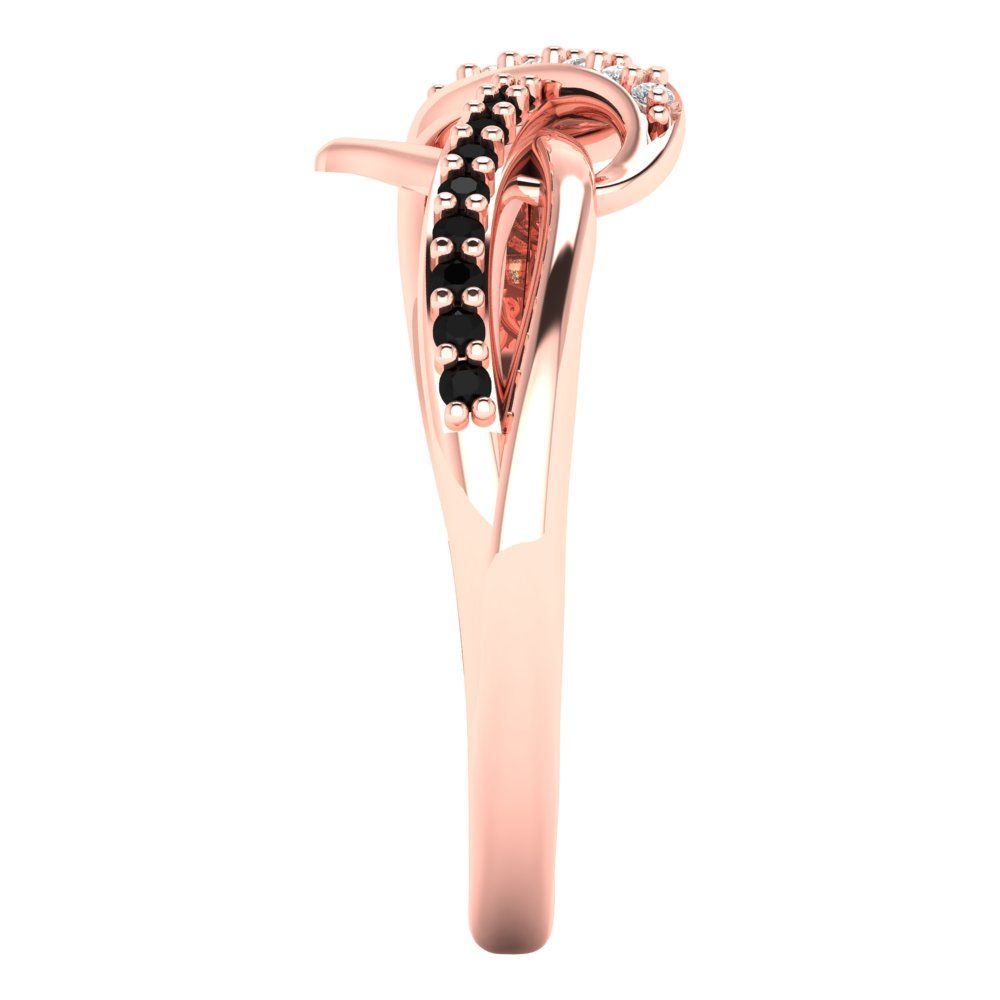0.22 cttw Zirconia Simulated Diamond Solitaire with Zirconia Simulated Diamond Accents Engagement Ring - Solid Rose Gold (VVS1, Round Cut,1.3mm)