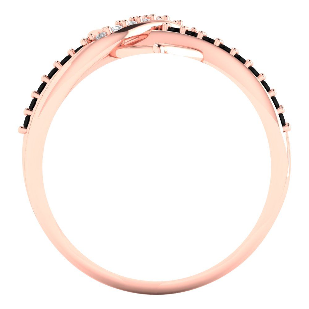0.22 cttw Zirconia Simulated Diamond Solitaire with Zirconia Simulated Diamond Accents Engagement Ring - Solid Rose Gold (VVS1, Round Cut,1.3mm)