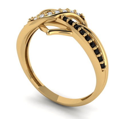 0.22 cttw Zirconia Simulated Diamond Solitaire with Zirconia Simulated Diamond Accents Engagement Ring - Solid Yellow Gold (VVS1, Round Cut,1.3mm)