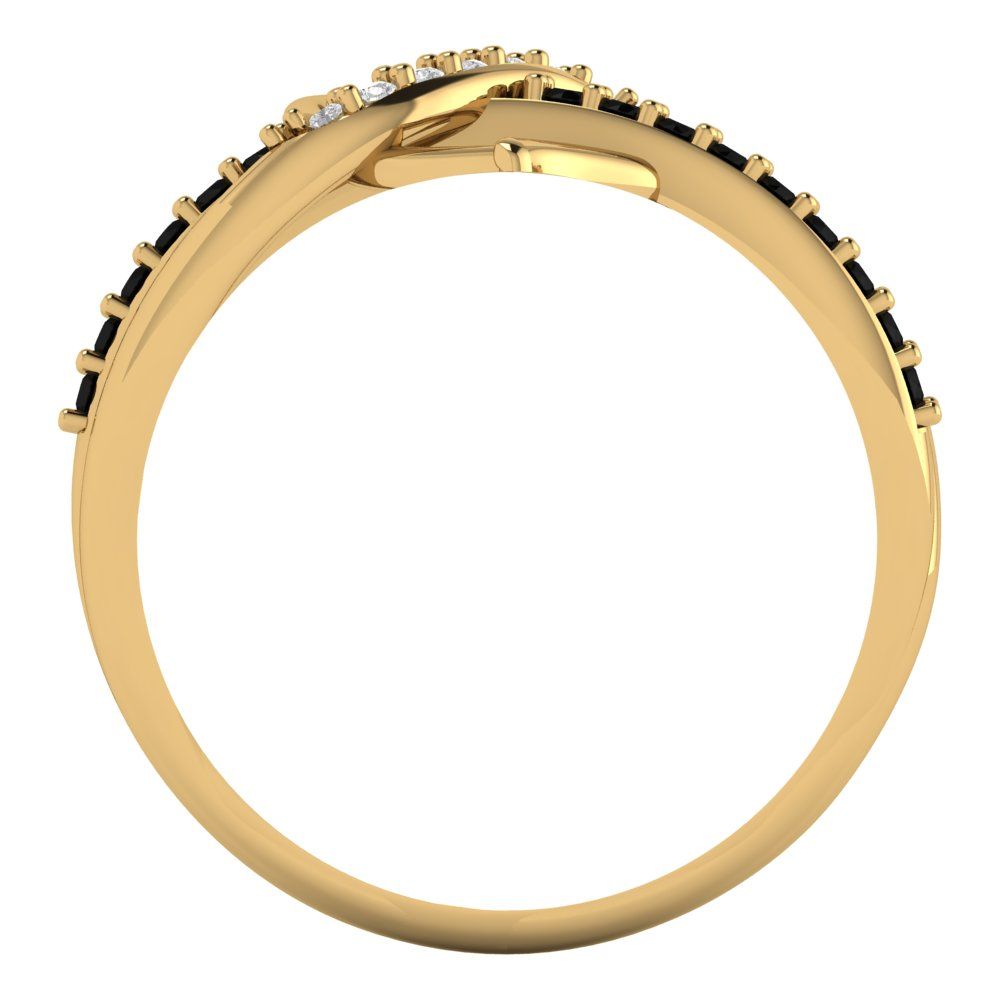 0.22 cttw Zirconia Simulated Diamond Solitaire with Zirconia Simulated Diamond Accents Engagement Ring - Solid Yellow Gold (VVS1, Round Cut,1.3mm)