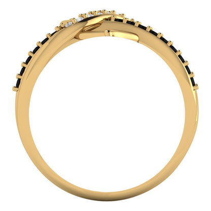0.22 cttw Zirconia Simulated Diamond Solitaire with Zirconia Simulated Diamond Accents Engagement Ring - Solid Yellow Gold (VVS1, Round Cut,1.3mm)
