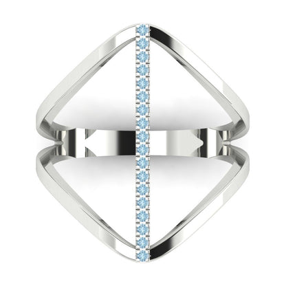 0.09 cttw Natural Sky Blue Topaz Statement Engagement Ring - Solid Gold (Round Cut,1.0mm)