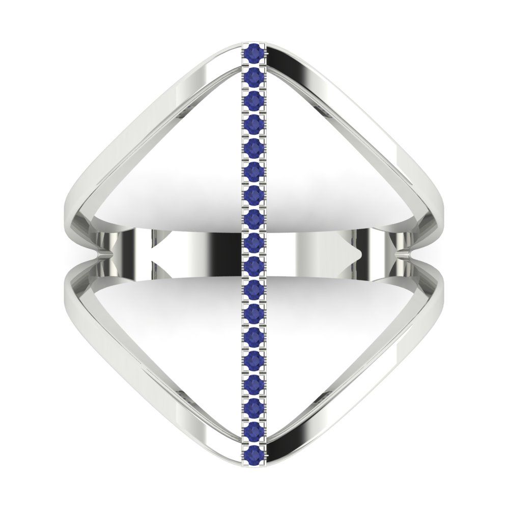 0.09 cttw Simulated Tanzanite Statement Engagement Ring - Solid Gold (Round Cut,1.0mm)